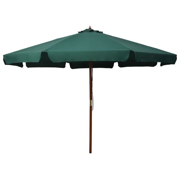 vidaXL Garden Parasol Green Polyester, Laminated bamboo, Hardwood Large