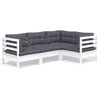 vidaXL Garden Lounge Set White Solid pinewood 25.0 in x 25.0 in x 24.6 in