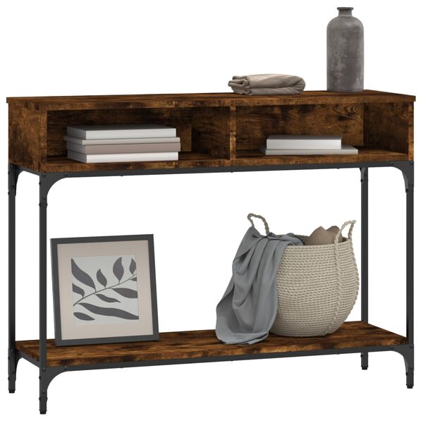 vidaXL Console Table Smoked Oak Engineered Wood, Metal Medium