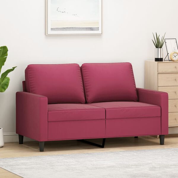 vidaXL 2-seater Sofa Wine red Velvet (100% polyester), metal, textilene