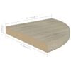 vidaXL Corner Shelf Oak Honeycomb MDF, metal 13.8 in x 13.8 in x 1.5 in