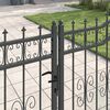 vidaXL Fence Gate with Spear Top Black 159.8"x 49.2" Powder-coated Steel