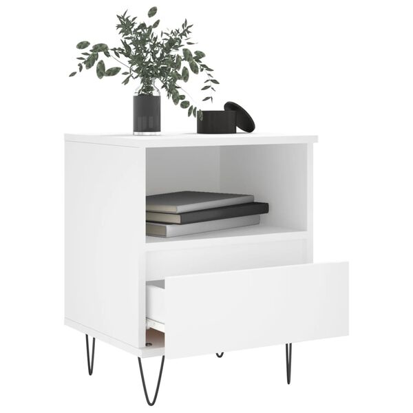 vidaXL Bedside Cabinet White Engineered wood, Metal Small