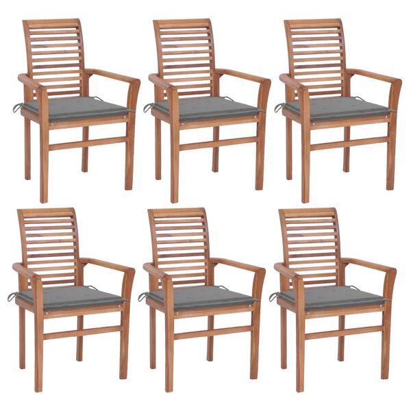 vidaXL Dining Chair Set of 6 Teak