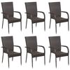 vidaXL Garden Dining Set Brown Poly Rattan Stackable Garden Dining Set