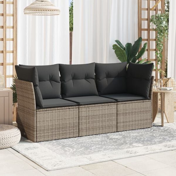 vidaXL Garden Sofa Set Grey PE Rattan Large Modular Garden Sofa Set