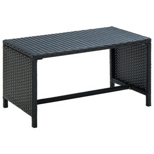 vidaXL Coffee Table Black PE Rattan, powder-coated steel