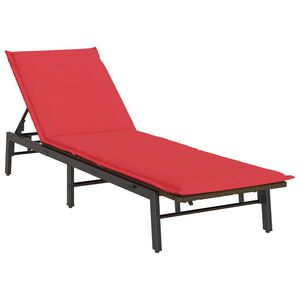 vidaXL Sun Lounger with Cushion Brown Poly Rattan