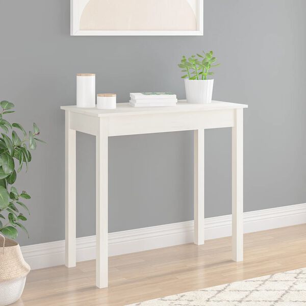 vidaXL Console Table White Solid pine wood 31.5 x 15.7 x 29.5 in Durable