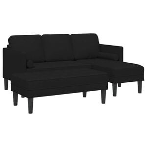 vidaXL Sofa Set with Cushion 2 pcs Black Polyester