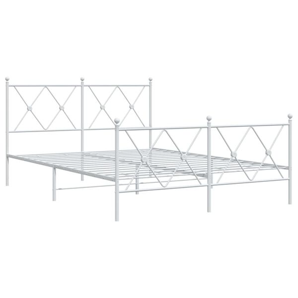 vidaXL Bed Frame White Steel Double Bed Frame Rectangular