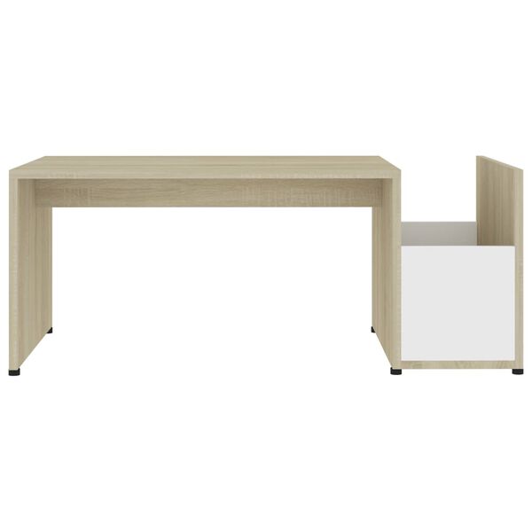 vidaXL Coffee Table White and Sonoma Oak Engineered Wood