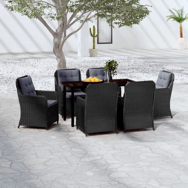 vidaXL Garden Dining Set Black, Dark Grey