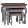 vidaXL Nesting Table Brown, White Solid Mahogany Wood Small, Medium, Large