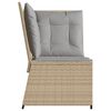 vidaXL Patio Sofa Beige Poly Rattan, Powder-Coated Steel, Polyester Fabric