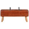 vidaXL Gym Bench Brown Goat leather, Solid Acacia wood Compact Durable