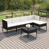 vidaXL Garden Lounge Set Black with cream white cushions