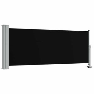 vidaXL Side Awning Black Screen + Grey Stand Polyester, Powder-Coated Iron