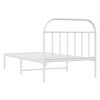 vidaXL Bed Frame White Powder-Coated Steel Twin Bed Frame Rectangular