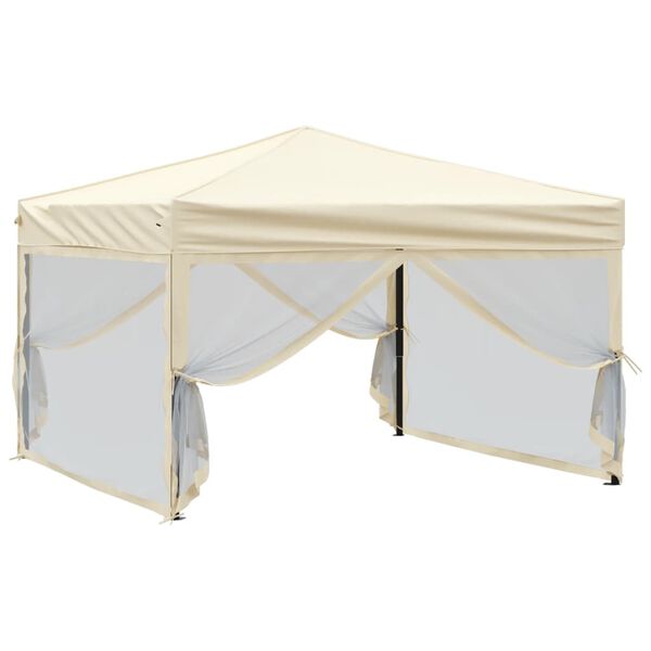 vidaXL Party Tent Cream 210D oxford fabric with silver coating 10x10 ft