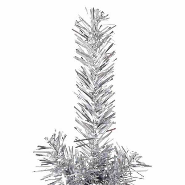 vidaXL Artificial Half Christmas Tree Silver PVC, Steel Slim, 59.1 in tall