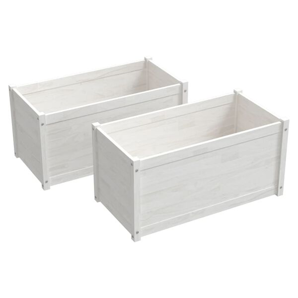 vidaXL Garden Planter Set of 2 White Solid pinewood Medium Durable