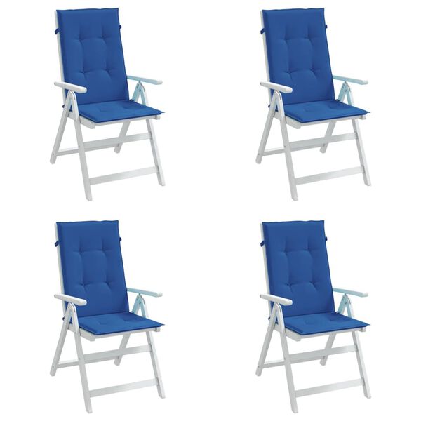 vidaXL Patio Highback Chair Cushions 4 pcs Royal Blue 47.2x19.7x1.2" Fabric