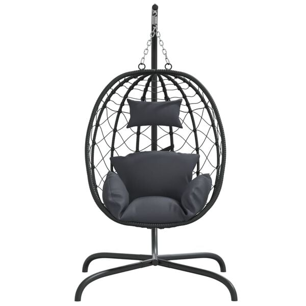 vidaXL Hanging Egg Chair Anthracite Poly Rattan, Powder-Coated Steel