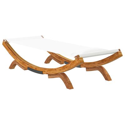Angled view of the modern lounge table showing the curved wooden base and white surface.