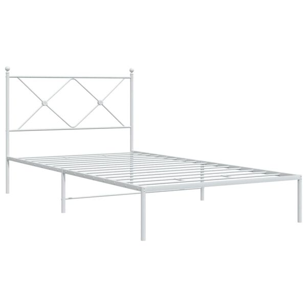 vidaXL Bed Frame White Powder-coated steel Single Durable Bed Frame