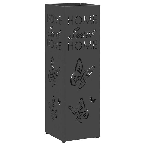 vidaXL Umbrella Stand Black 15.5 x 15.5 x 49 cm Metal
