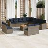 vidaXL 14 Piece Garden Sofa Set with Cushions Grey Poly Rattan