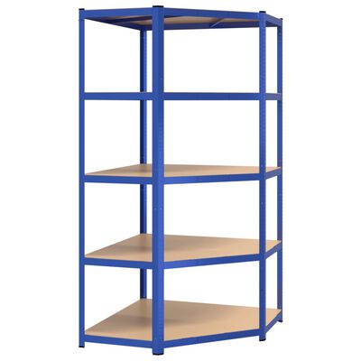 vidaXL 5-Layer Shelves 3 pcs Blue Steel&Engineered Wood