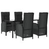 vidaXL Garden Dining Set Black Poly Rattan Medium Adjustable Armrests