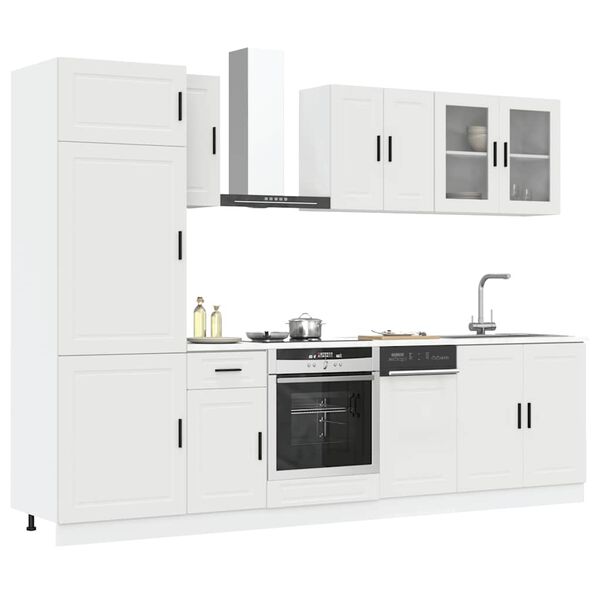 vidaXL Kitchen Cabinet Set White Engineered wood and glass 8-Piece