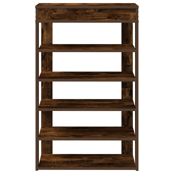 vidaXL Shoe Rack Smoked Oak Engineered Wood 23.6 x 11.8 x 38.6 in