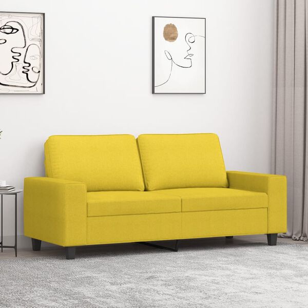 vidaXL 2-seater Sofa Light Yellow Fabric (100% polyester), Metal, Textilene