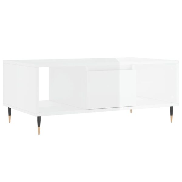 vidaXL Coffee Table High gloss white Engineered wood, metal Medium