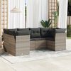 vidaXL Garden Sofa Set Light Grey PE Rattan Large Removable Covers