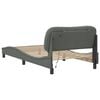 vidaXL Bed Frame with LED without Mattress "Hvar" Dark Gray 39.4"x74.8" Fabric