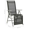 vidaXL Garden Chair Set of 2 Black and Silver Powder-coated aluminum
