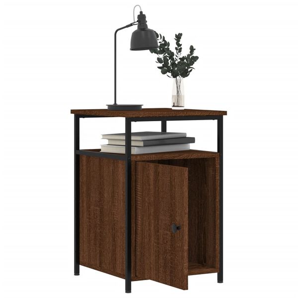 vidaXL Nightstand Brown Oak Engineered Wood Compact Adjustable Feet