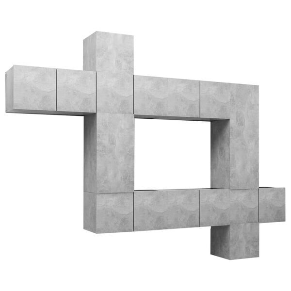 vidaXL TV Cabinet Set Set of 10 Concrete Grey Engineered wood