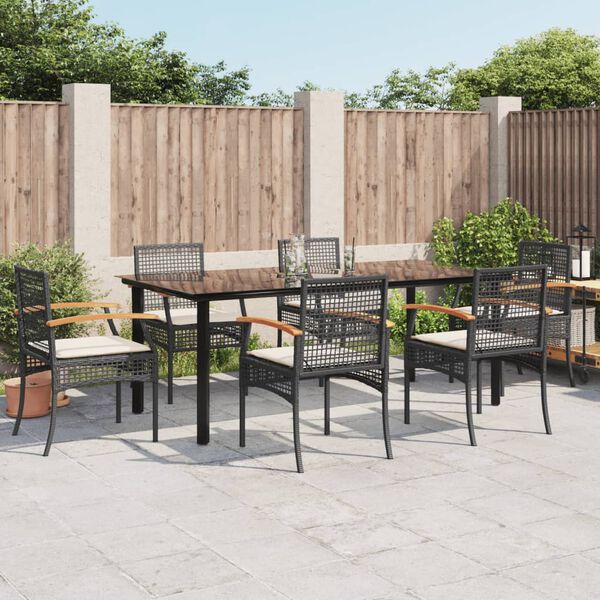 vidaXL Garden Dining Set Black, Cream White