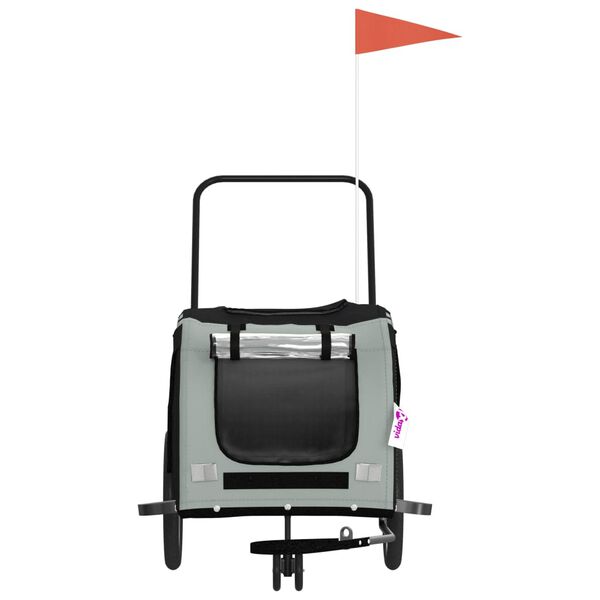 vidaXL Pet Bike Trailer Grey and Black Oxford Fabric and Iron Medium