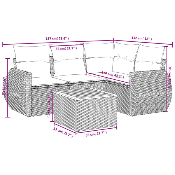 vidaXL Garden Sofa Set Black
