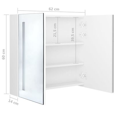 vidaXL LED Bathroom Mirror Cabinet Shining White 24.4"x5.5"x23.6"