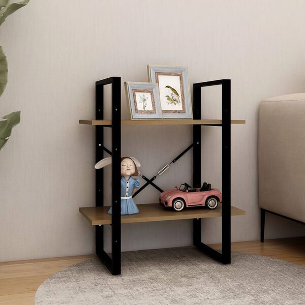 vidaXL Book Cabinet Honey brown Solid pine wood, metal Medium