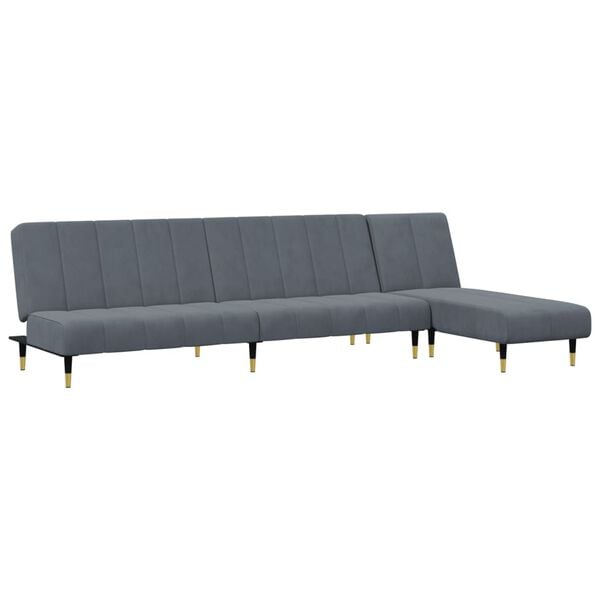 vidaXL Sofa Set Dark Grey Velvet, Wood, Plywood, Metal, Foam Large
