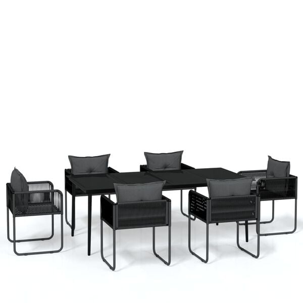 vidaXL 7 Piece Patio Dining Set Black